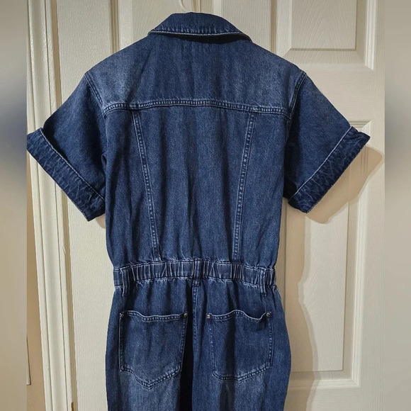 NWT WeWoreWhat Denim Flight Suit in Ludlow, Wide Leg, Zip Front, Size Medium. - Picture 8 of 14
